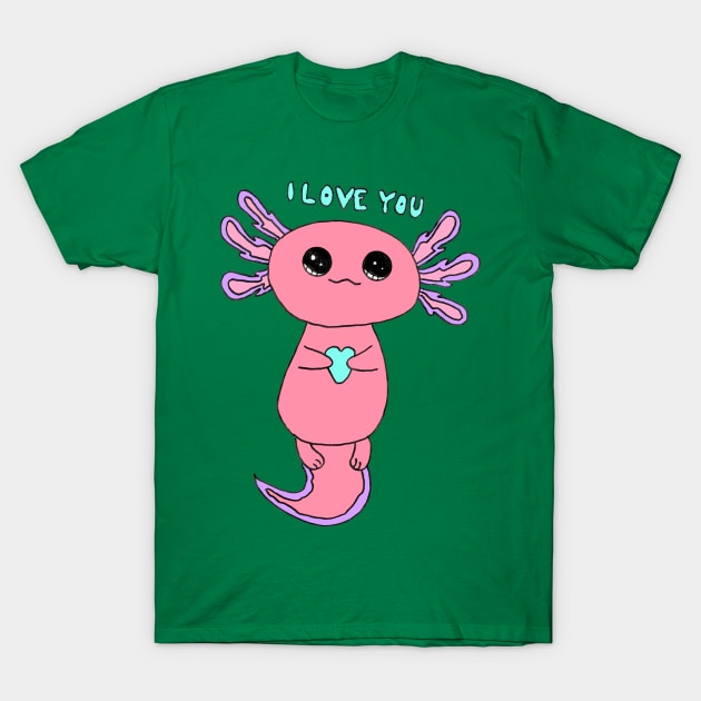 Pink Axolotl T-Shirt by Loose Tangent Arts